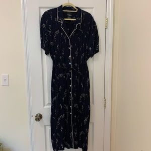 Vintage Navy Floral Button Up Dress